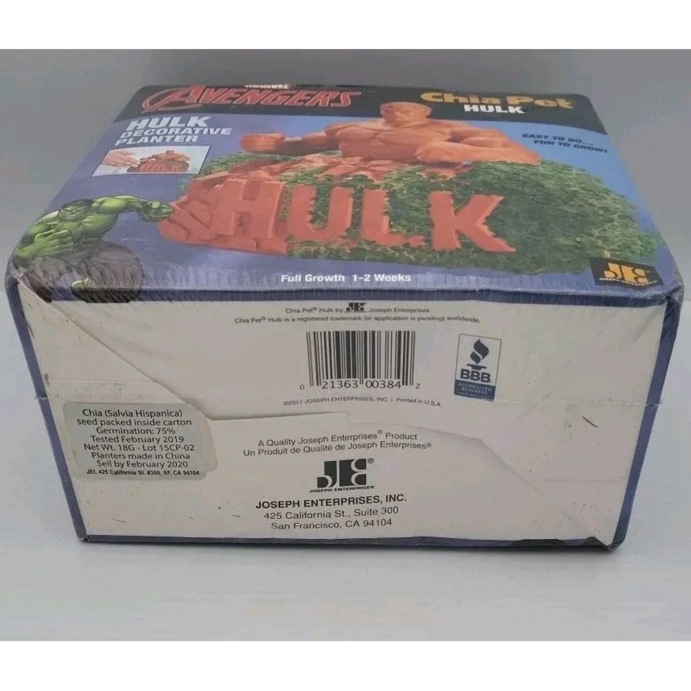 Marvel Comics‎ Avengers The Hulk Chia Pet Decorative Planter Factory SEALED RARE